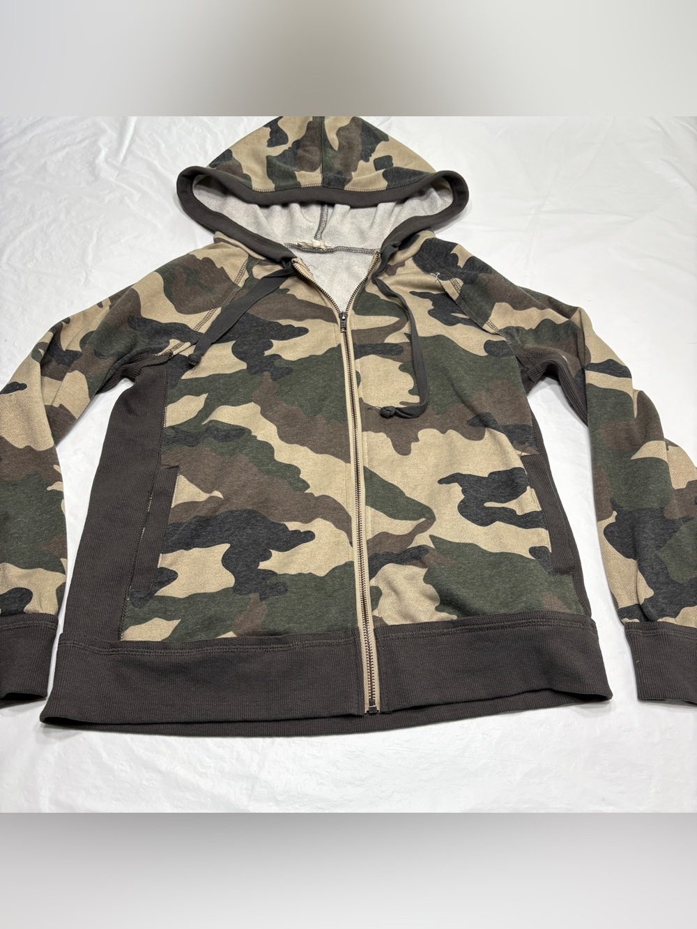 Mystree Camo Camouflage Full Zip Up Hoodie Sweatshirt Women’s Large